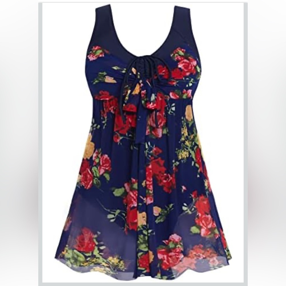 NWT Wantdo Floral Swim Dress Swimsuit One-Piece Size US 6 Modest MSRP was $159!